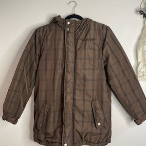 Timberland Youth L Brown Lined Long Hooded Zip-Up Puffer Jacket